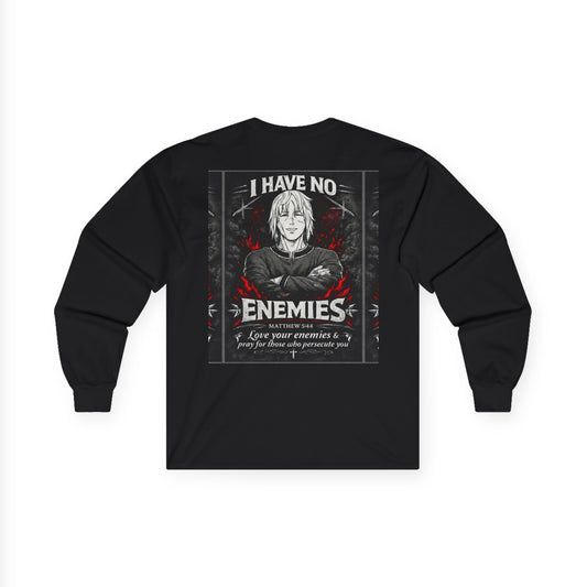Matthew 5:44 "I Have No Enemies" - Long Sleeve Tee [Red/Gray]
