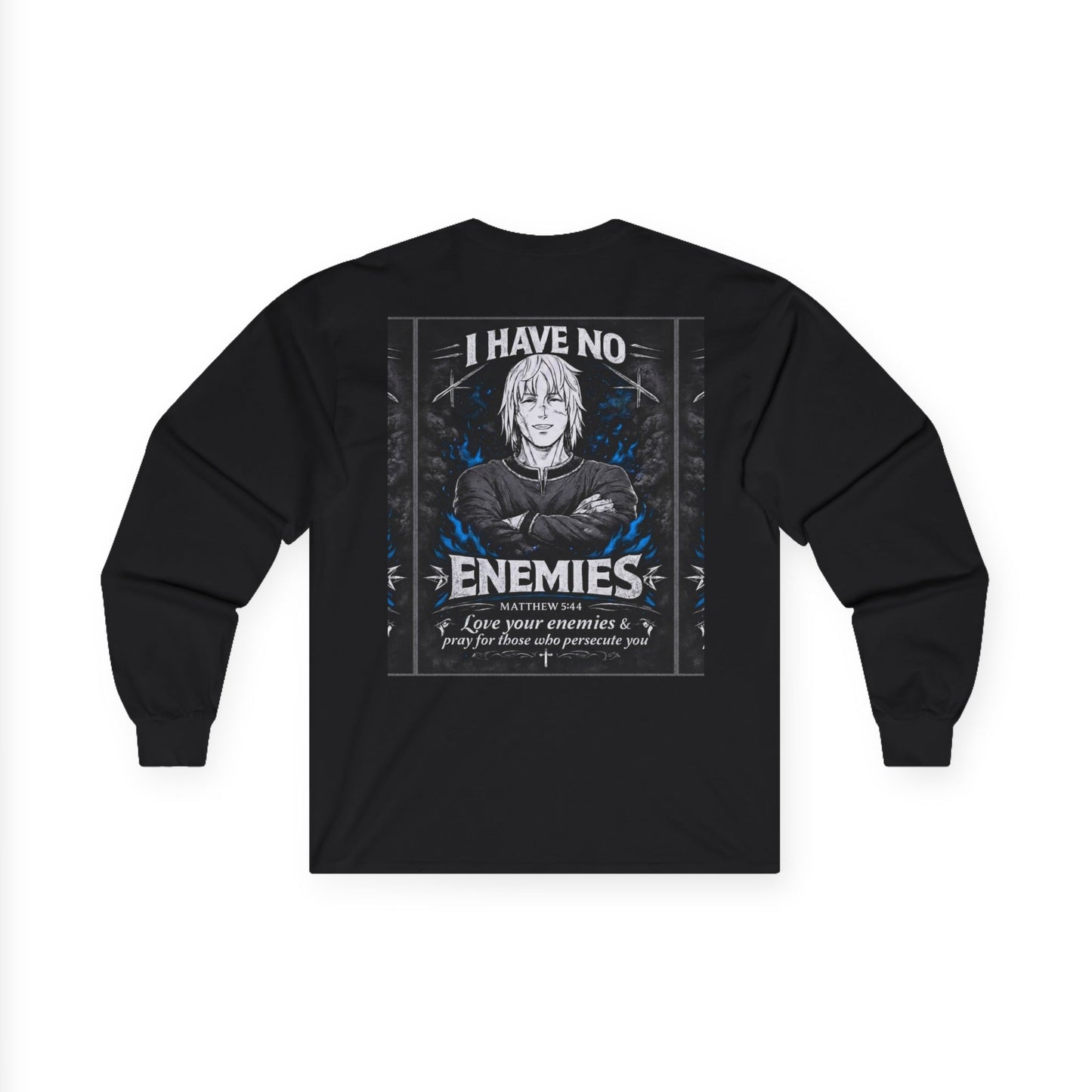 Matthew 5:44 "I Have No Enemies" - Long Sleeve Tee [Blue/Green]
