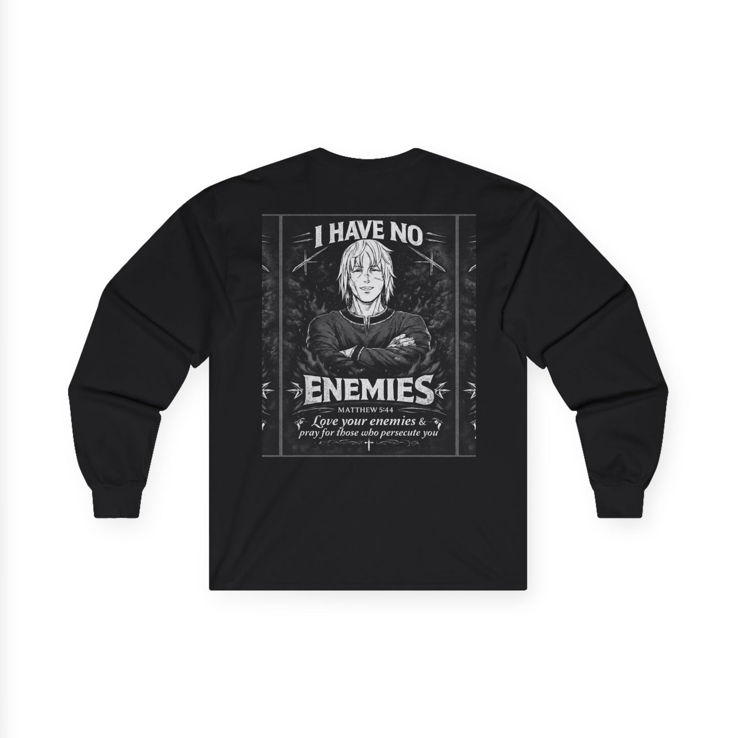Matthew 5:44 "I Have No Enemies" - Long Sleeve Tee [Gray/Red]