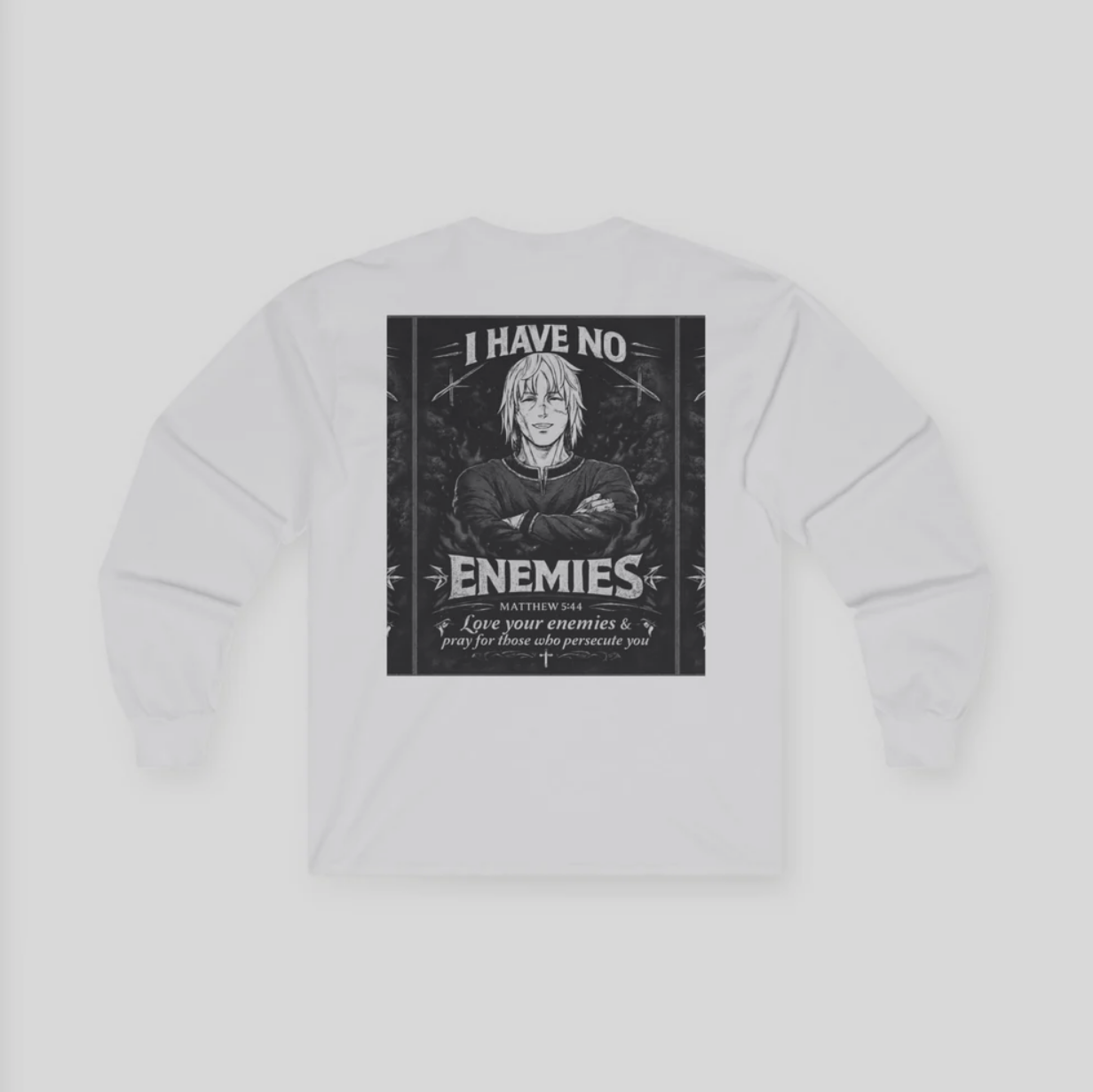 Matthew 5:44 "I Have No Enemies" - Long Sleeve Tee [Red/Gray]