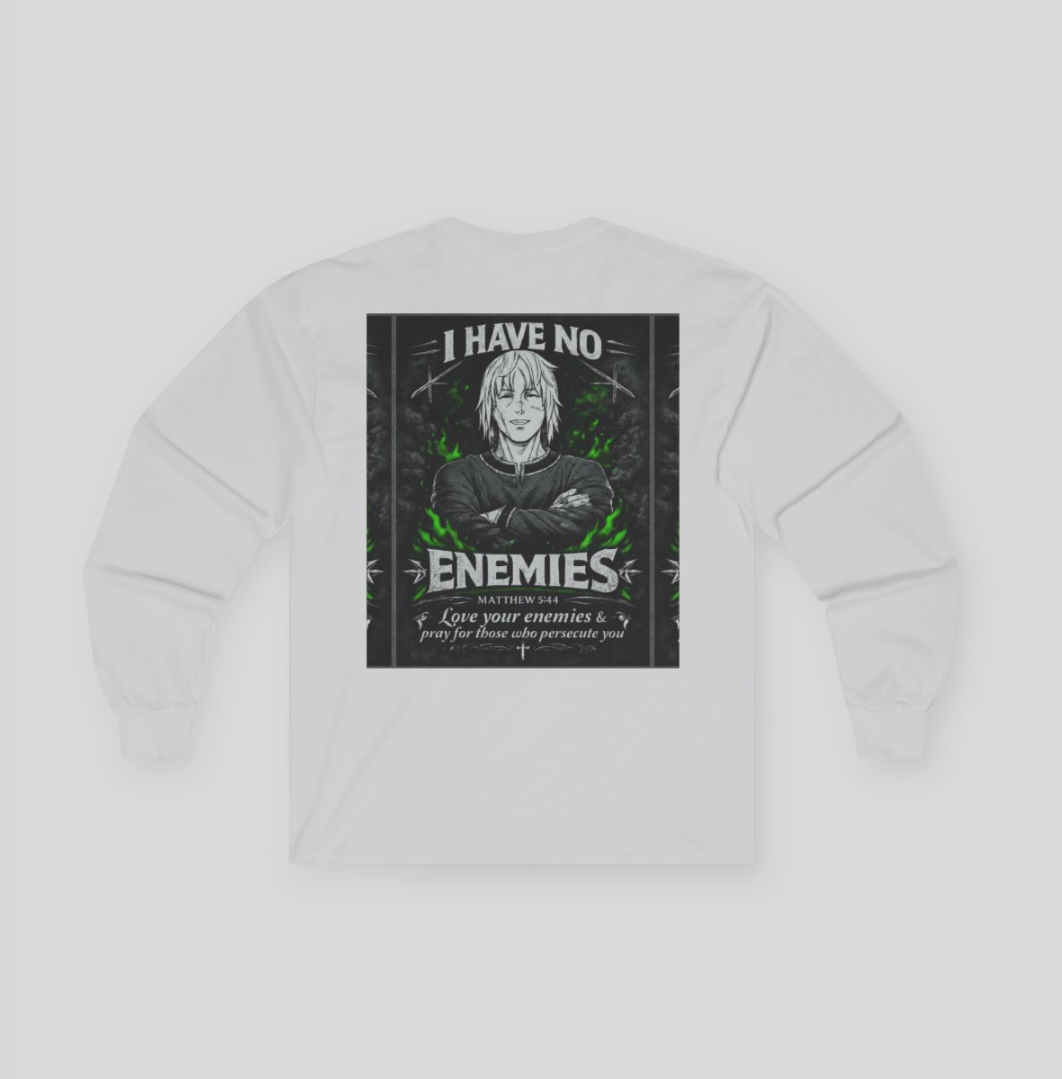 Matthew 5:44 "I Have No Enemies" - Long Sleeve Tee [Blue/Green]